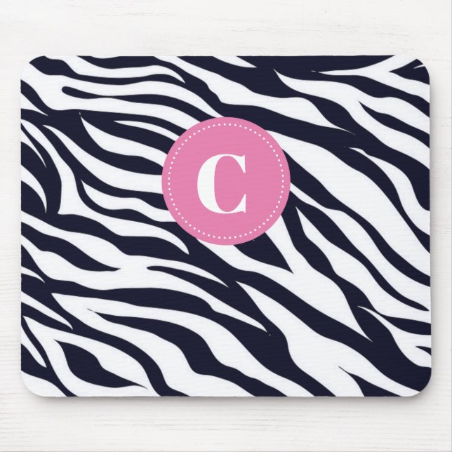 Zebra Monogram Mouse Pad (Front)