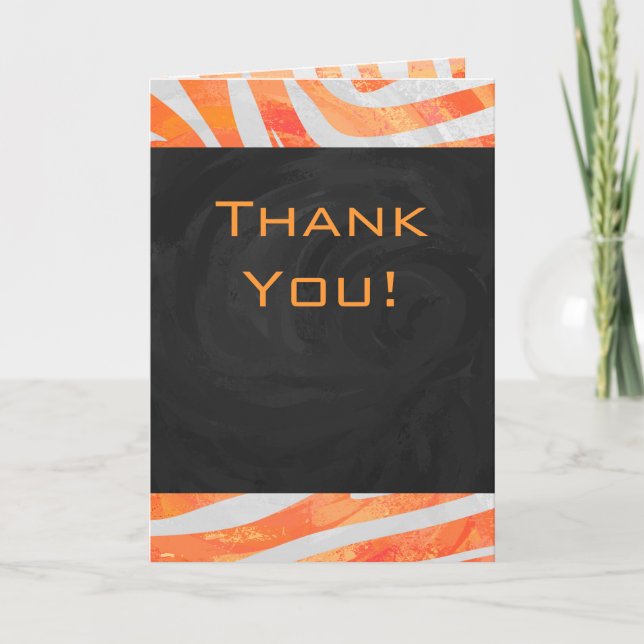 Zebra Monogram Orange and White Card (Front)