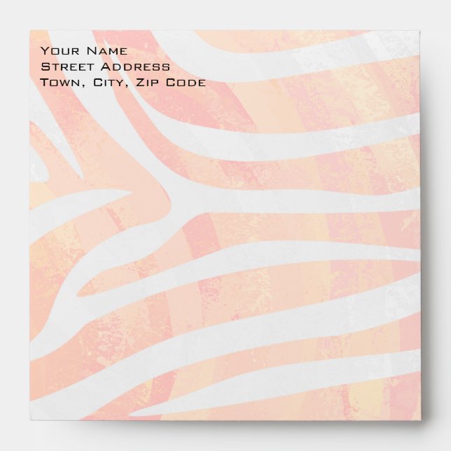Zebra Monogram Orange and White Envelope (Front)