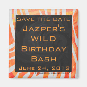 Zebra Monogram Orange and White Magnet