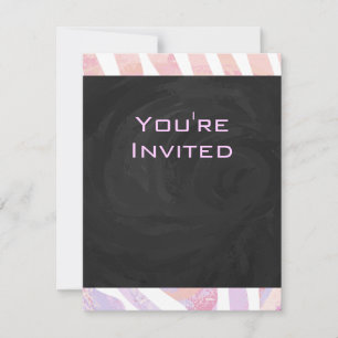 Zebra Monogram Pink and White Invitation