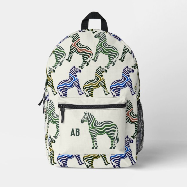 Zebra Monogram Printed Backpack (Front)