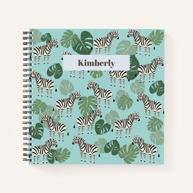 Zebra Monstera Pattern Notebook (Front)