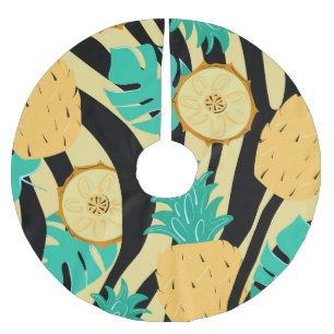 Zebra, monstera, pineapple: summer pattern. brushed polyester tree skirt
