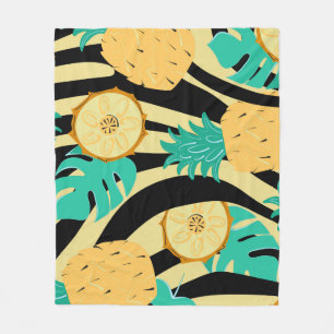 Zebra, monstera, pineapple: summer pattern. fleece blanket
