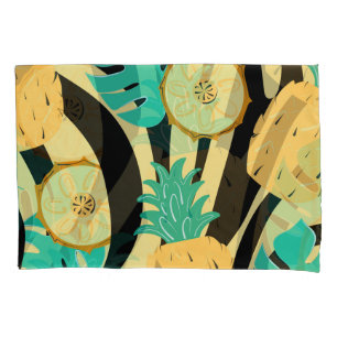 Zebra, monstera, pineapple: summer pattern. pillowcase