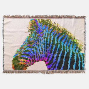 Zebra Mosaic Art 1 Throw Blanket