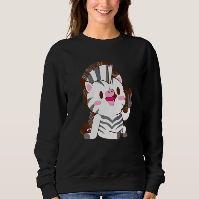 Zebra Multilayer Peace Relaxed Cute Aesthetic   Sweatshirt (Front)