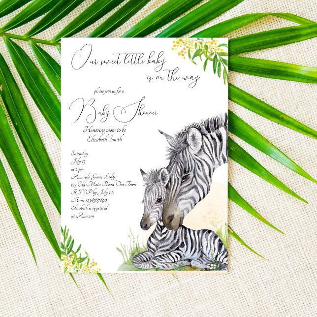  Zebra mum and baby African safari baby shower Invitation (Creator Uploaded)