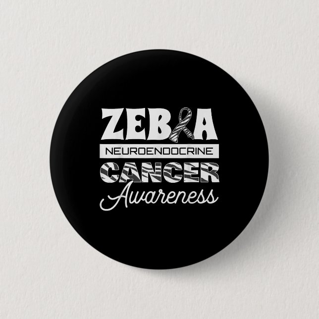 Zebra Neuroendocrine Cancer Awareness Ribbon Carci 6 Cm Round Badge (Front)