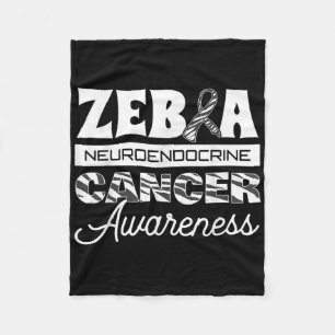 Zebra Neuroendocrine Cancer Awareness Ribbon Carci Fleece Blanket