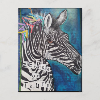 'Zebra of Truth' funky mixed media postcard