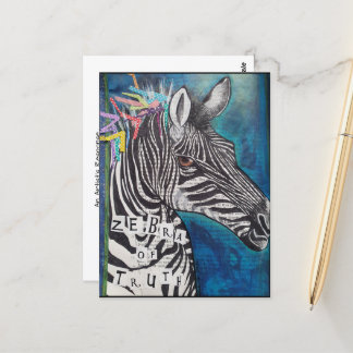 'Zebra of Truth' funky mixed media postcard