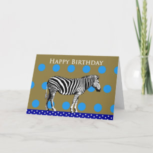 Zebra on a spotty background, Happy Birthday. Card
