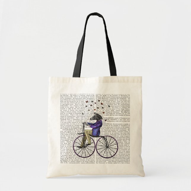 Zebra On Bicycle Tote Bag (Front)