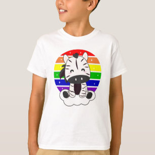 Zebra On Rainbow Cloud Magical Animals T-Shirt