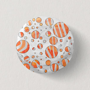 Zebra Orange and White Polka Dot 3 Cm Round Badge