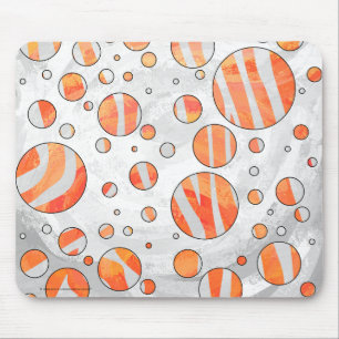 Zebra Orange and White Polka Dot Mouse Mat