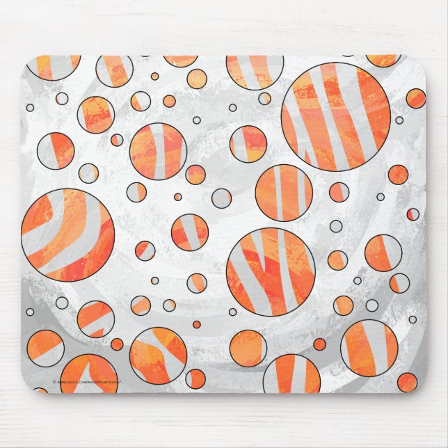 Zebra Orange and White Polka Dot Mouse Mat (Front)