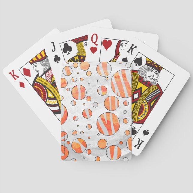 Zebra Orange and White Polka Dot Playing Cards (Back)