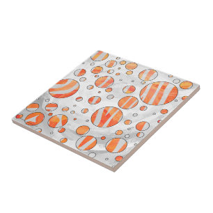 Zebra Orange and White Polka Dot Tile
