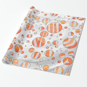 Zebra Orange and White Polka Dot Wrapping Paper