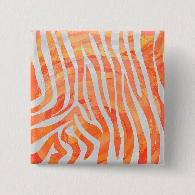Zebra Orange and White Print 15 Cm Square Badge (Front)