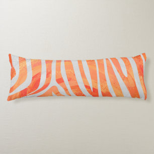 Zebra Orange and White Print Body Cushion