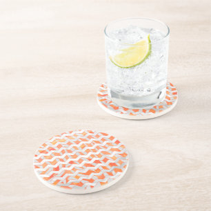 Zebra Orange and White Print Coaster