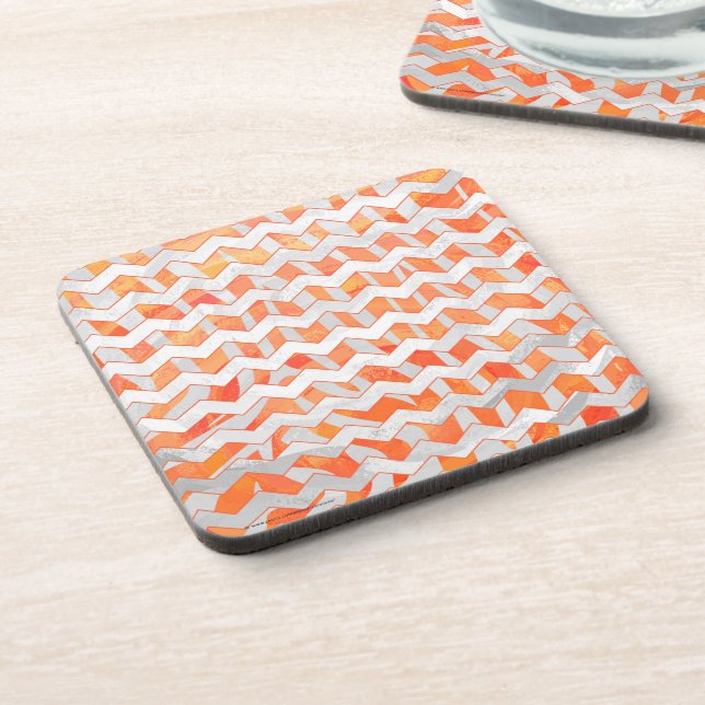 Zebra Orange and White Print Coaster (Left Side)
