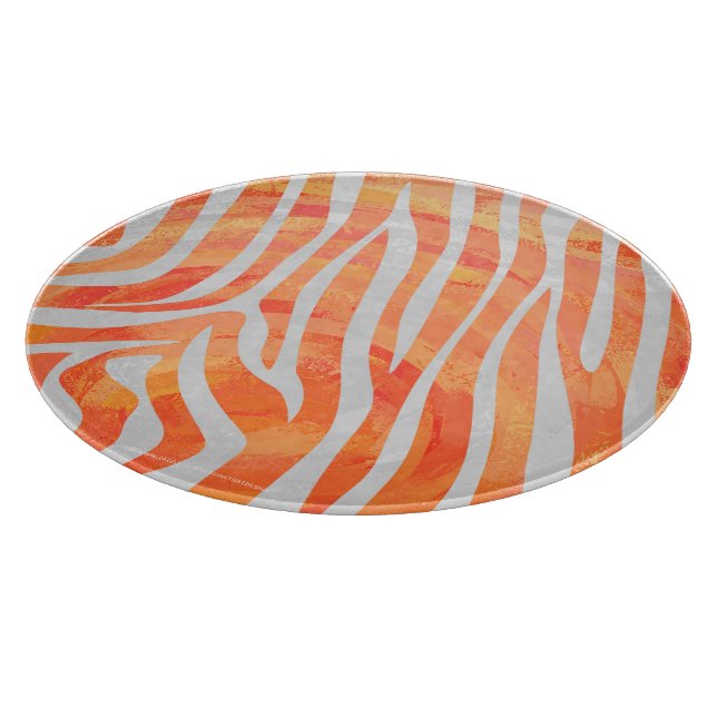 Zebra Orange and White Print Cutting Board (Corner)