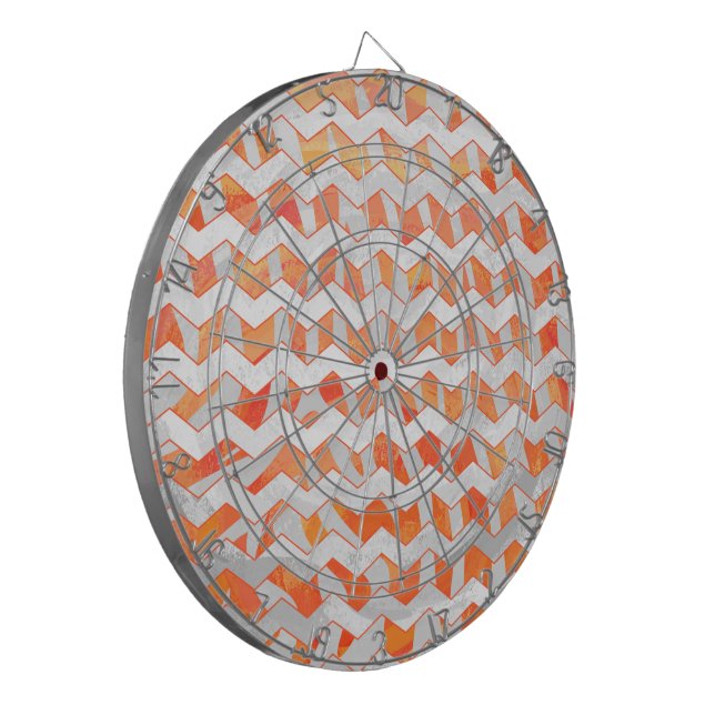 Zebra Orange and White Print Dartboard (Front Left)