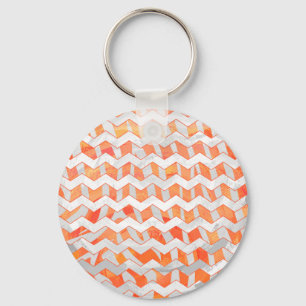 Zebra Orange and White Print Key Ring