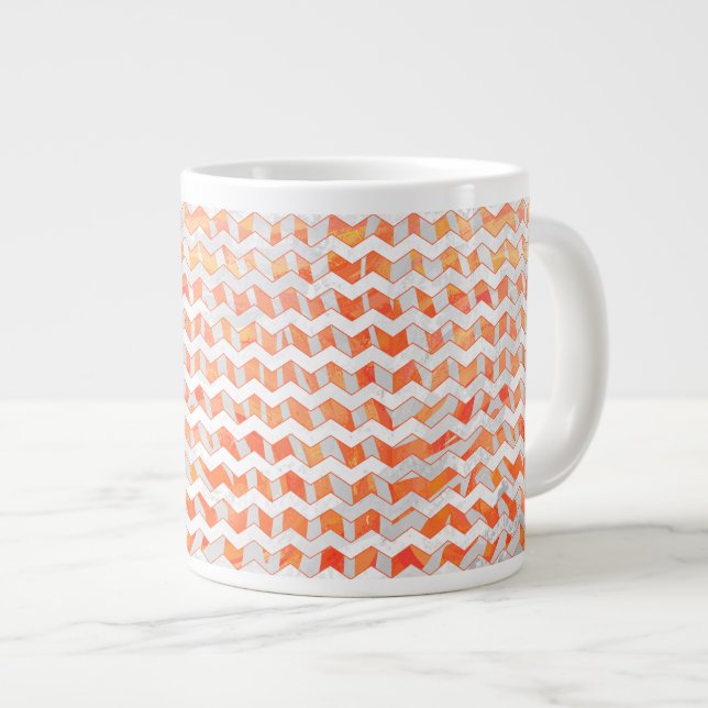Zebra Orange and White Print Large Coffee Mug (Front Right)