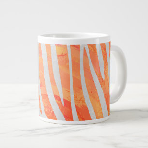 Zebra Orange and White Print Large Coffee Mug