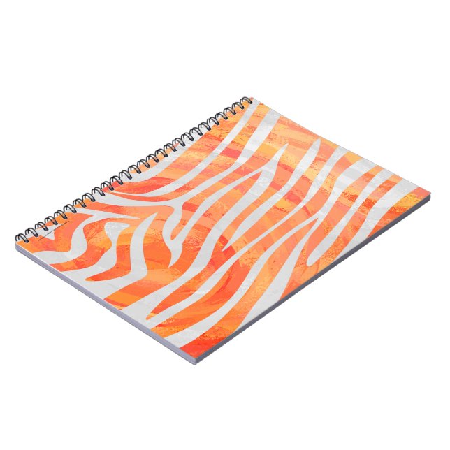 Zebra Orange and White Print Notebook (Left Side)