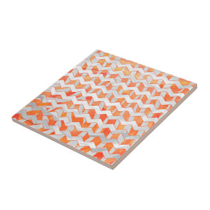 Zebra Orange and White Print Tile