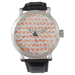 Zebra Orange and White Print Watch