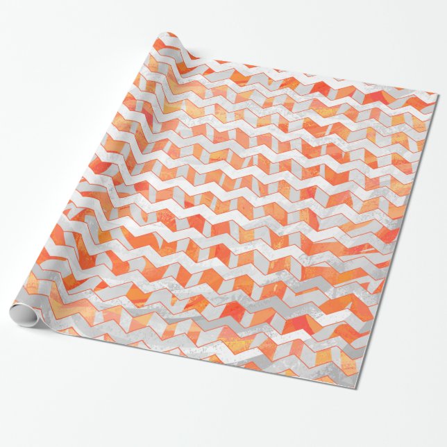 Zebra Orange and White Print Wrapping Paper (Unrolled)