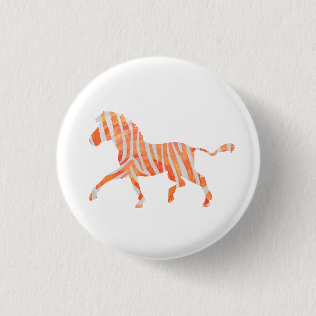 Zebra Orange and White Silhouette 3 Cm Round Badge (Front)