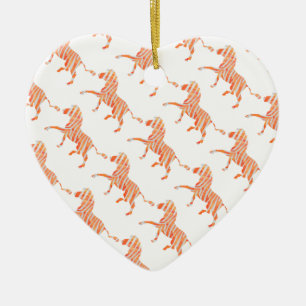 Zebra Orange and White Silhouette Ceramic Tree Decoration