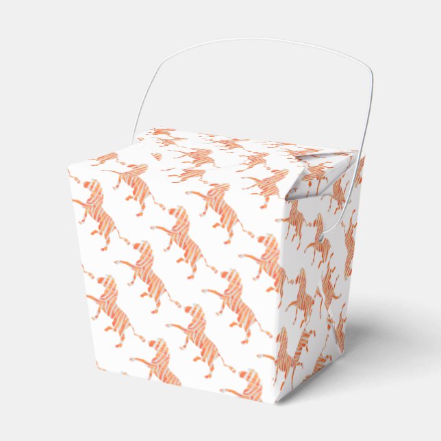 Zebra Orange and White Silhouette Favour Box (Front Side)