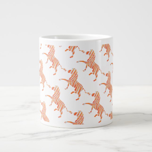 Zebra Orange and White Silhouette Large Coffee Mug (Front)