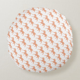 Zebra Orange and White Silhouette Round Cushion