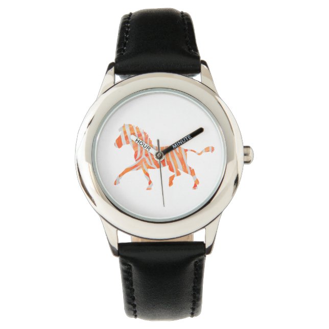 Zebra Orange and White Silhouette Watch (Front)