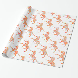 Zebra Orange and White Silhouette Wrapping Paper