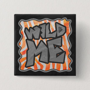 Zebra Orange and White Wild Me 15 Cm Square Badge