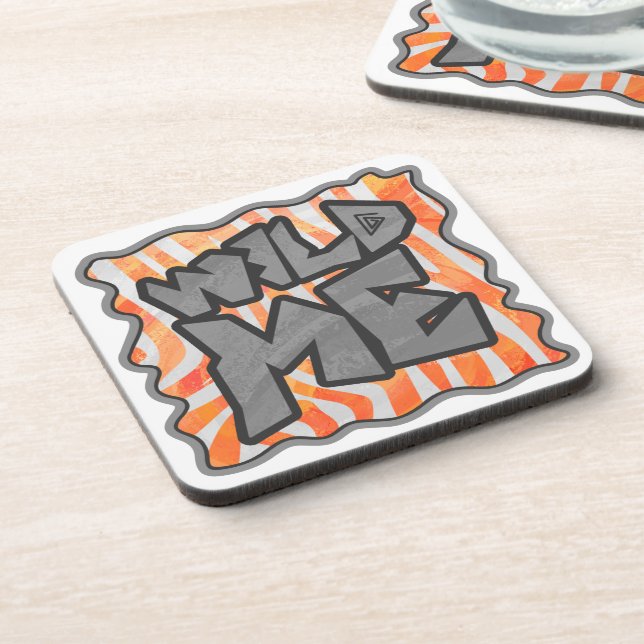Zebra Orange and White Wild Me Coaster (Left Side)