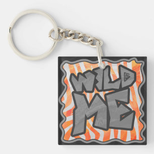 Zebra Orange and White Wild Me Key Ring