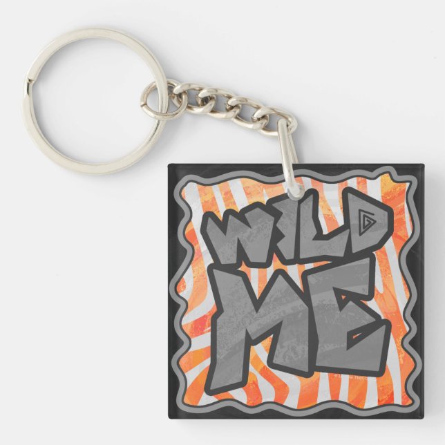 Zebra Orange and White Wild Me Key Ring (Front)